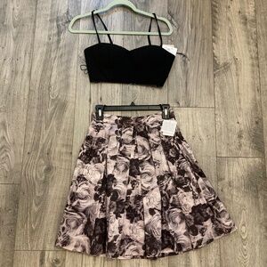 Crop top and floral skirt 2 piece set